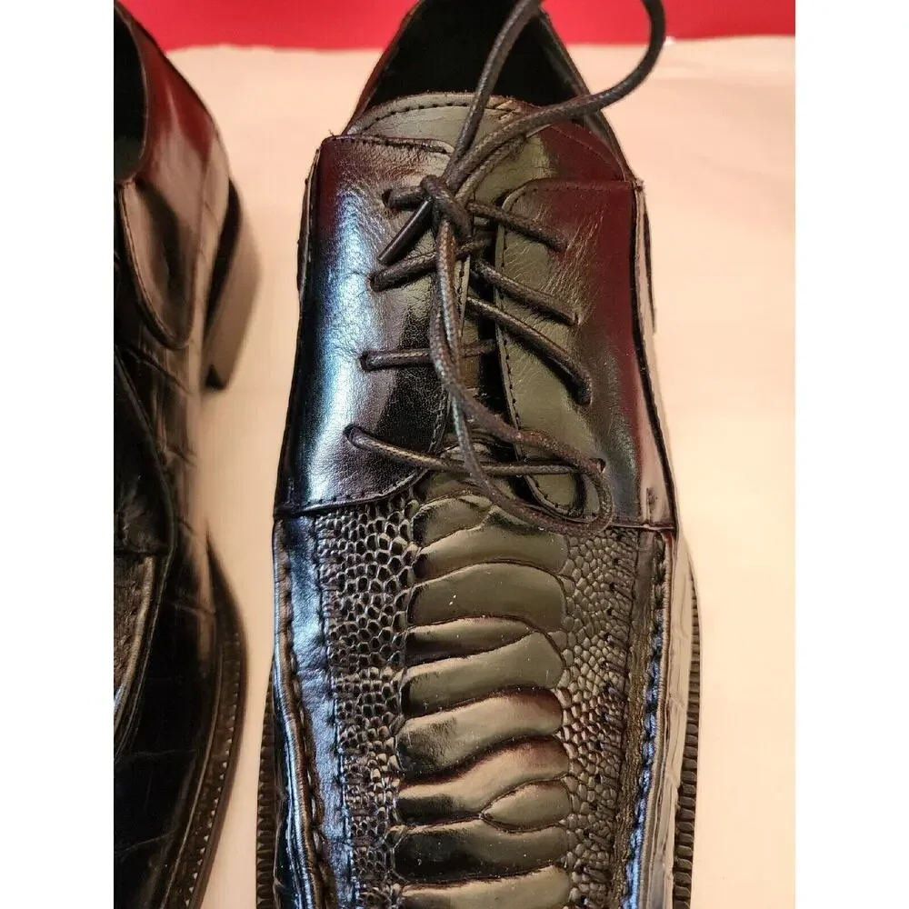 Stacy Adams Men's 11m Black, Snake print Leather Shoes Oxford 24195-01